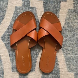 J. Crew leather slides.